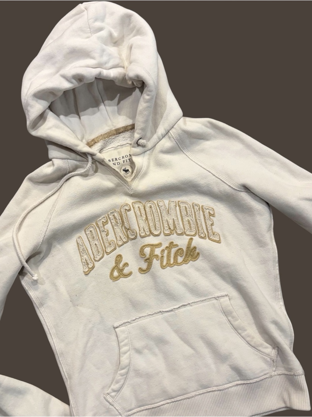Y2K Abercrombie & Fitch Women's Cream and White Hoodie